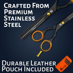 OCBA Professional Hairdressing Scissor Sharp Hair Cutting Scissors for Barbers Hairdressers & Stylists Beard & Haircut Scissors for Men & Women (Classic Black Set) - Damaged Box