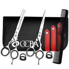 OCBA Professional Hairdressing Scissor Sharp Hair Cutting Scissors for Barbers Hairdressers & Stylists Beard & Haircut Scissors for Men & Women (Classic Black Set) - Damaged Box