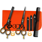 OCBA Professional Hairdressing Scissor Sharp Hair Cutting Scissors for Barbers Hairdressers & Stylists Beard & Haircut Scissors for Men & Women (Classic Black Set) - Damaged Box