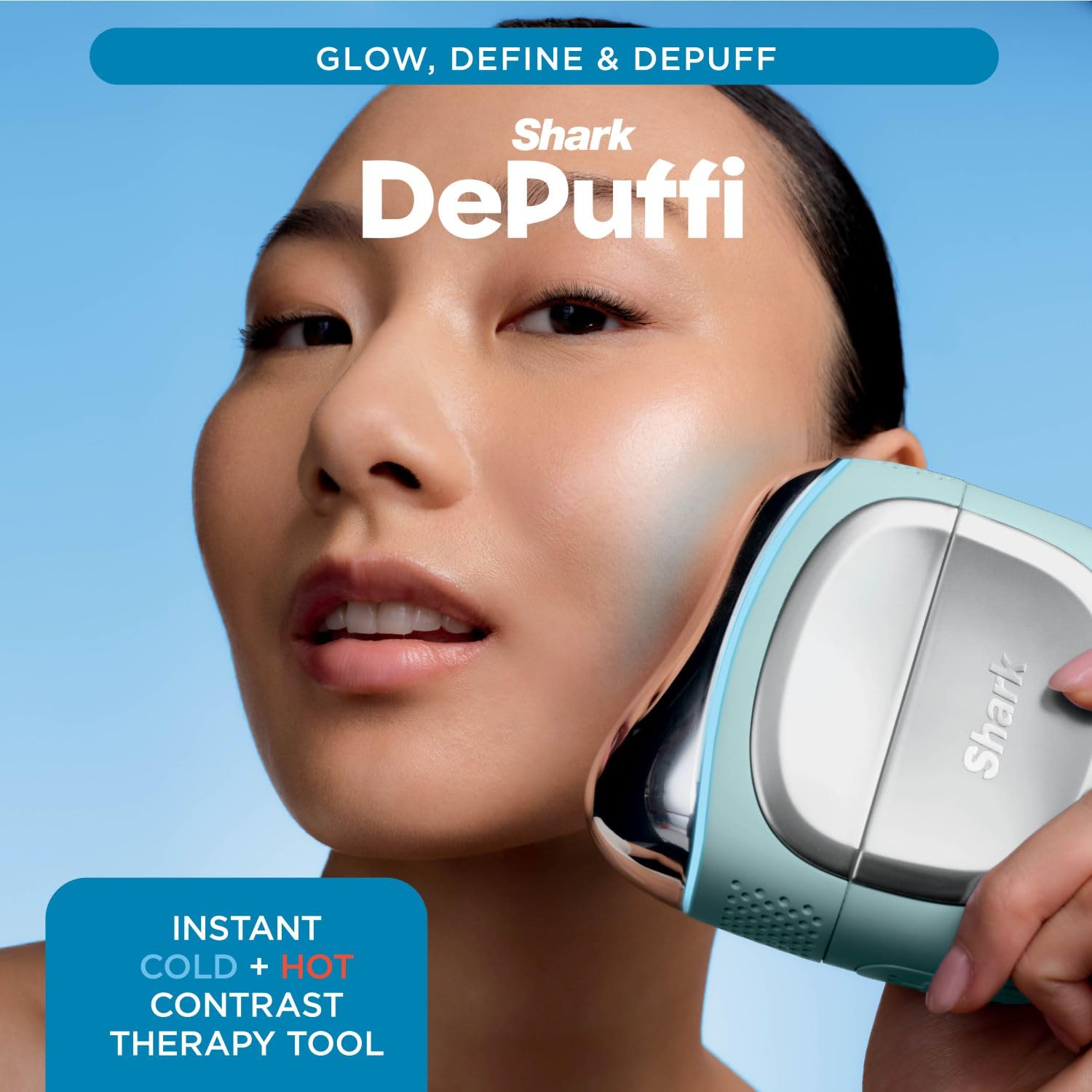 Shark DePuffi FH220UKTL Hot + Cold Contrast Therapy Tool - 6 Temp Levels, Teal - Face Depuff & Soothe - Like New