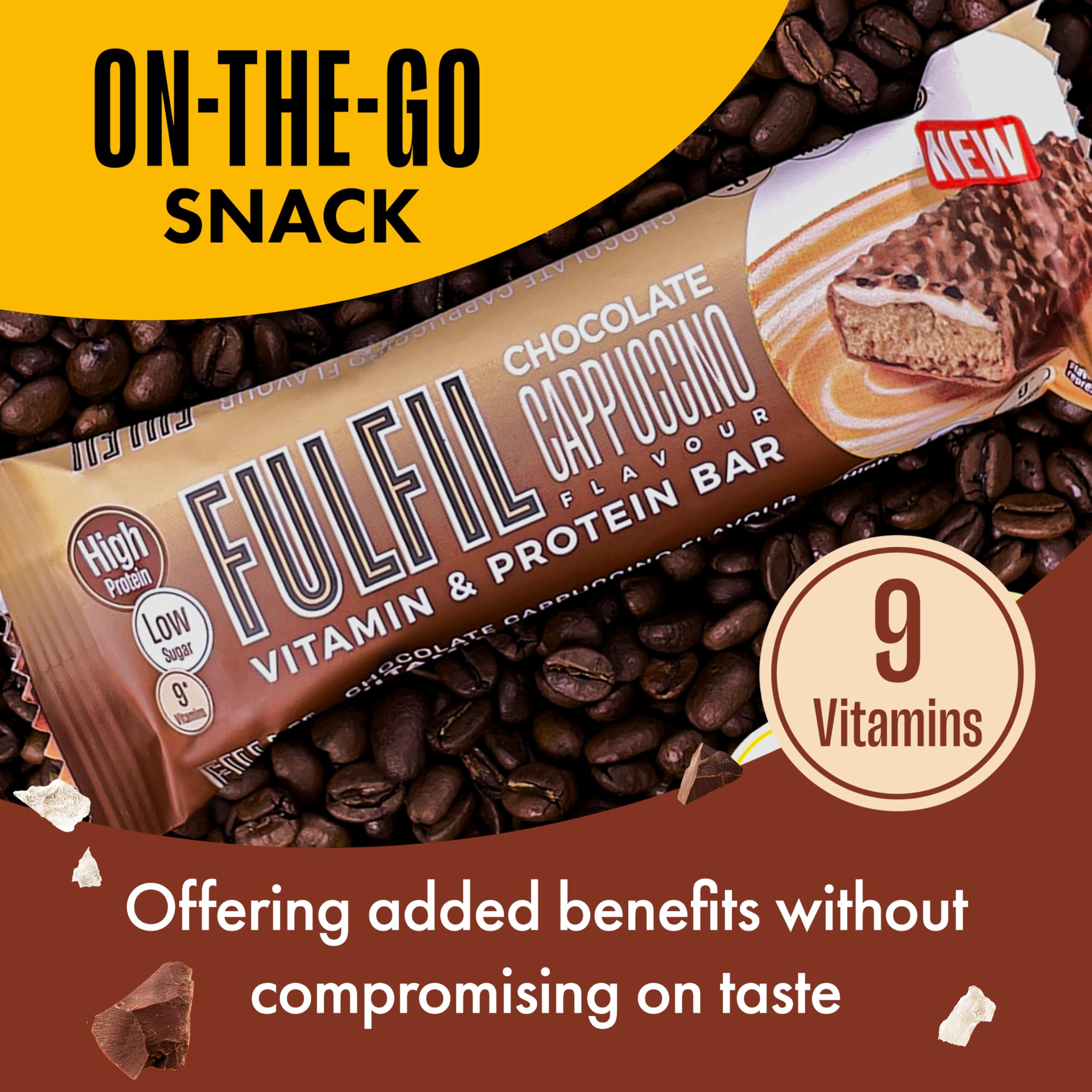 FULFIL Vitamin and Protein Bars, Chocolate Cappuccino Flavour, 15 x 55g - BBE 04/2026