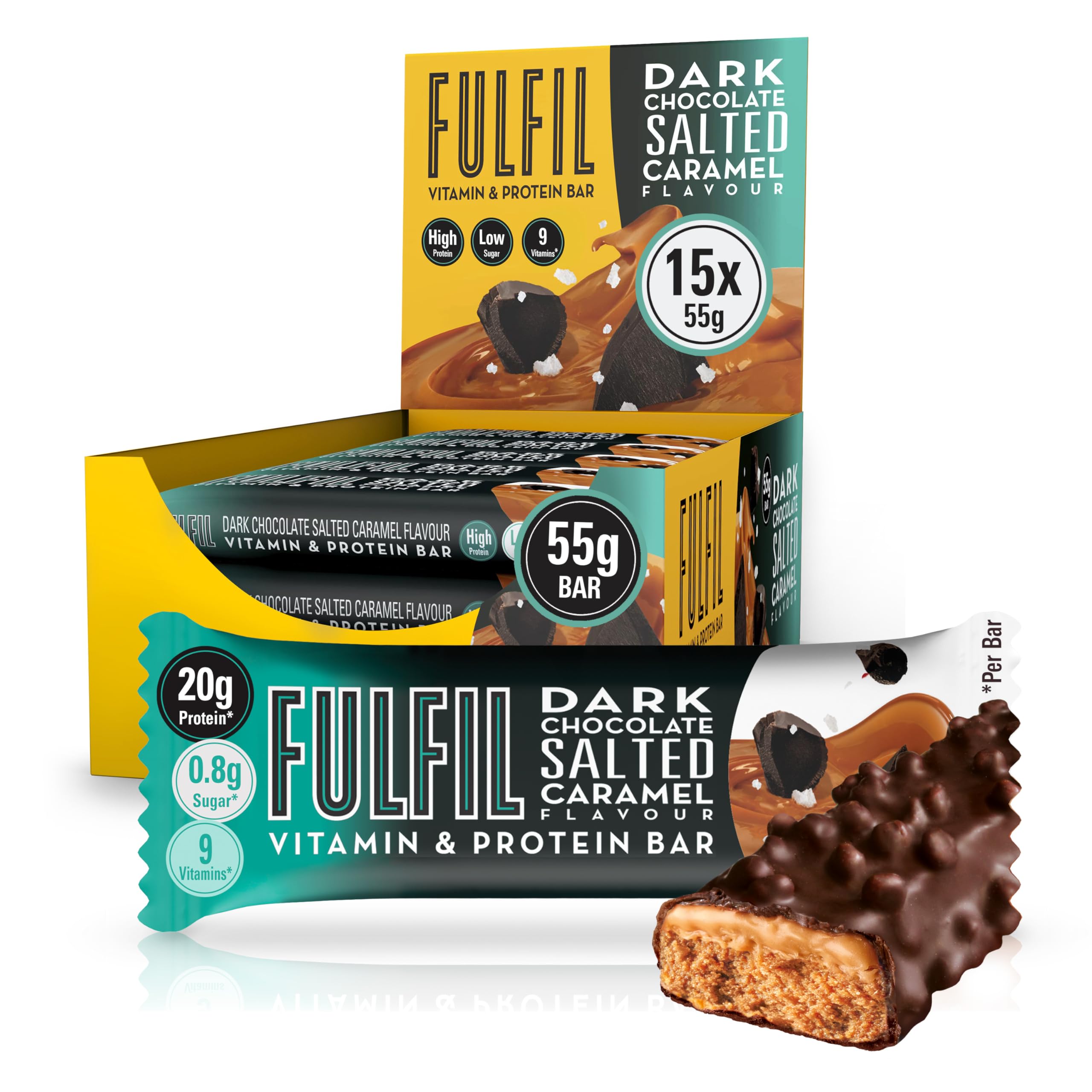 FULFIL Vitamin and Protein Bars, Chocolate Cappuccino Flavour, 15 x 55g - BBE 04/2026