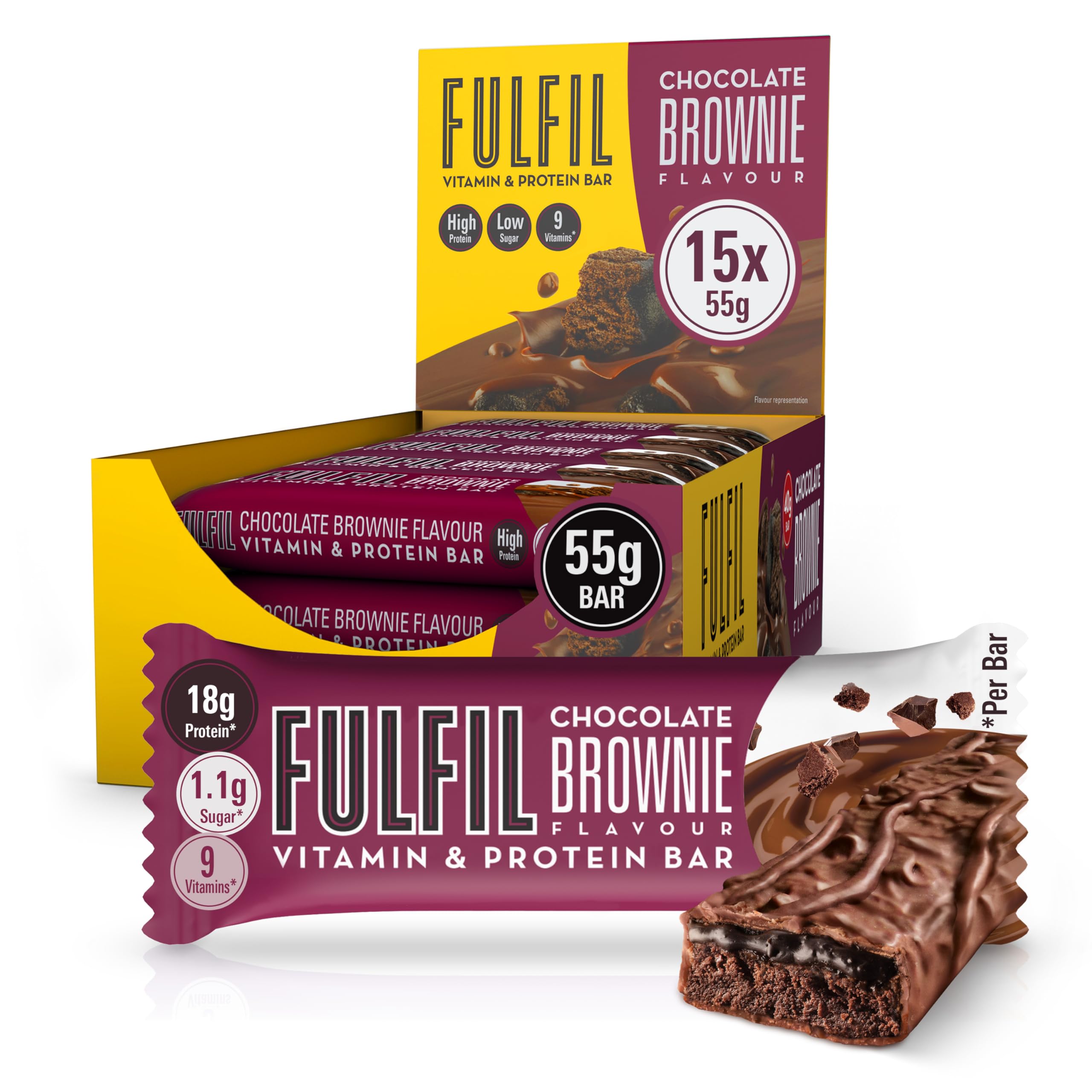 FULFIL Vitamin and Protein Bars, Chocolate Cappuccino Flavour, 15 x 55g - BBE 04/2026