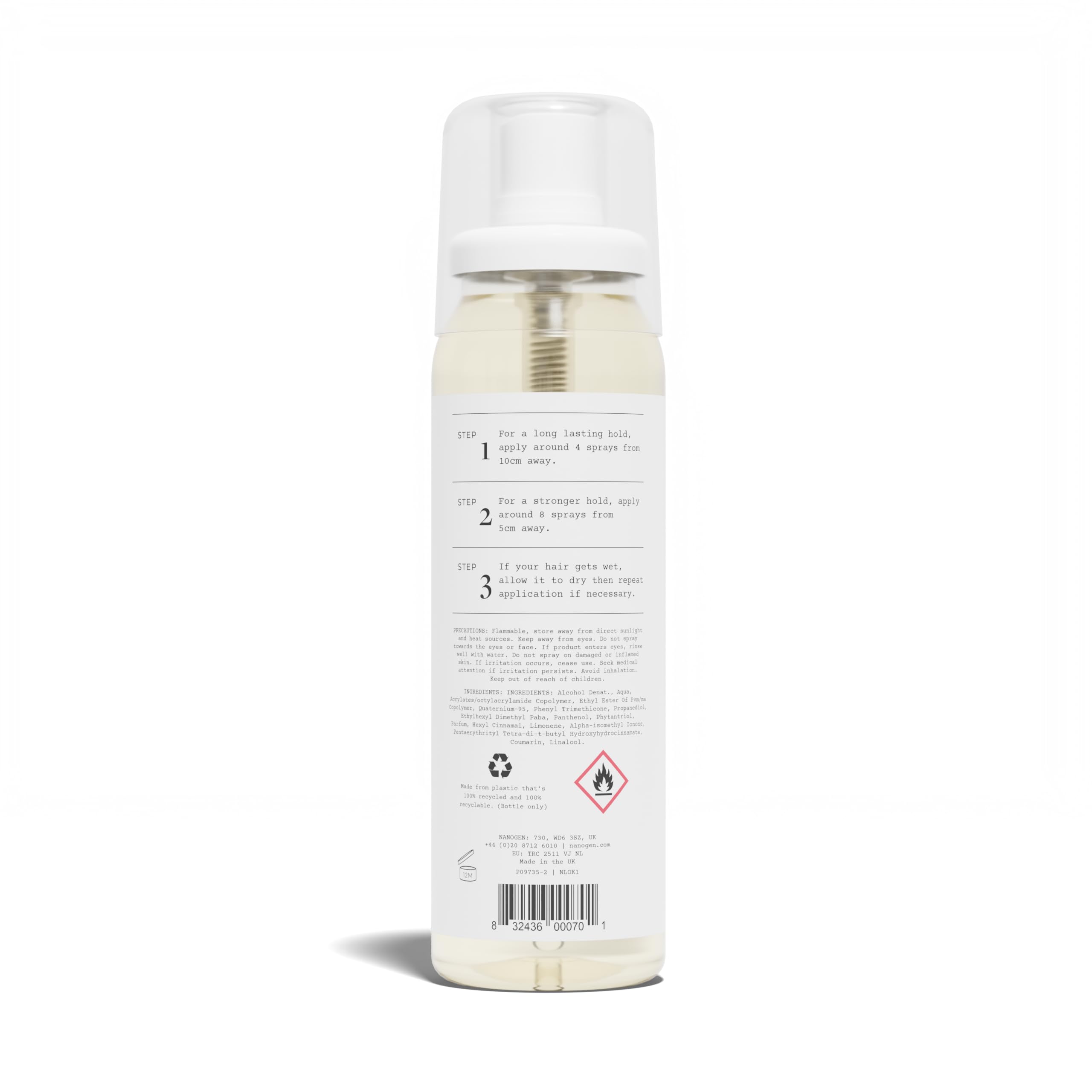 Nanogen Hair Fibre Locking Spray 100ml - Hair Thickening & Styling Fixative Mist