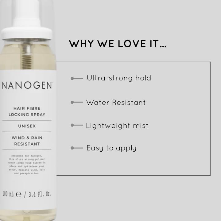 Nanogen Hair Fibre Locking Spray 100ml - Hair Thickening & Styling Fixative Mist