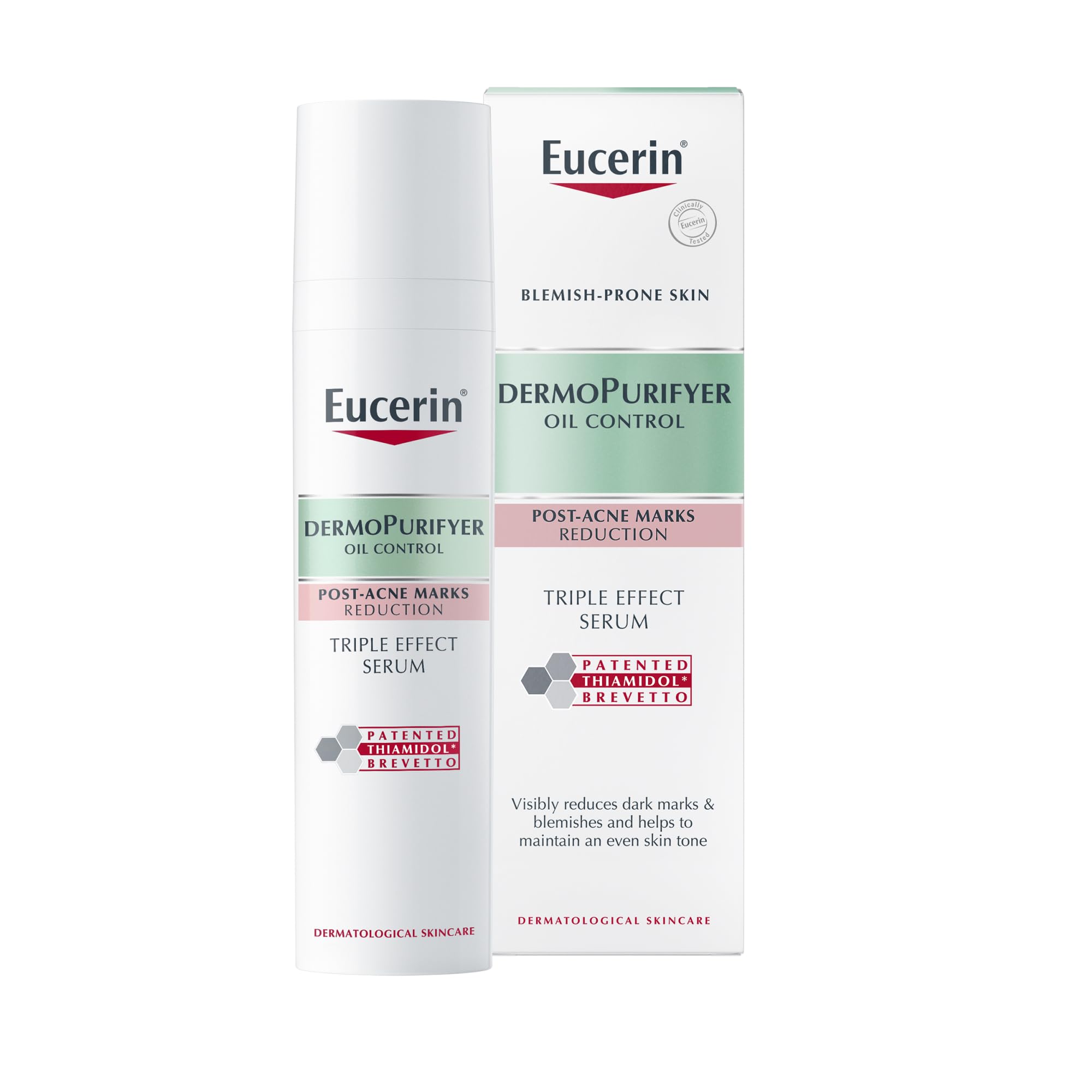 Eucerin DermoPurifyer Triple Effect Serum 40ml, Post Acne Treatment for Blemish-Prone Skincare, Reduces Hyperpigmentation Spots, Controls Shine and Prevents New Blemishes, with Salicylic Acid - Damaged Box
