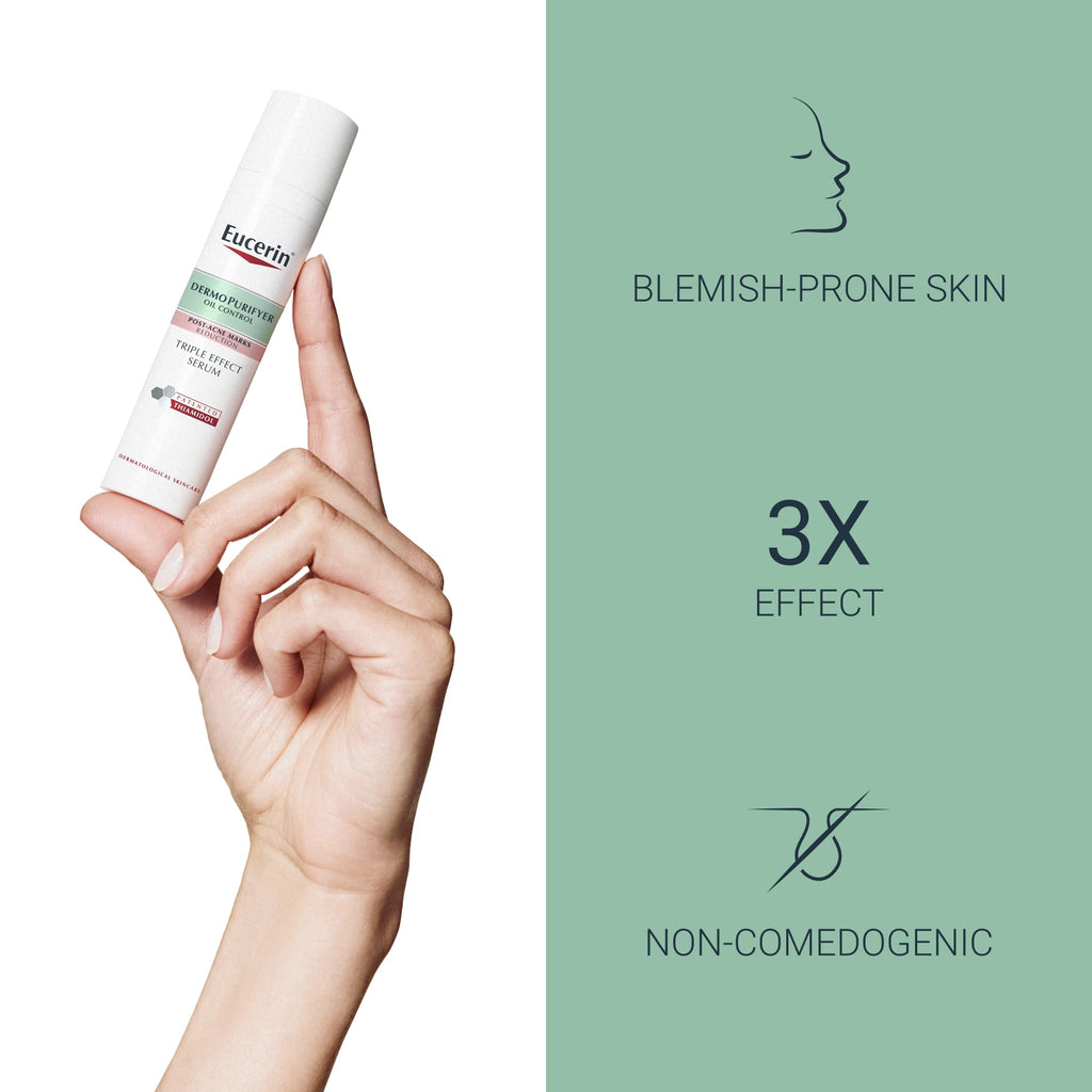 Eucerin DermoPurifyer Triple Effect Serum 40ml, Post Acne Treatment for Blemish-Prone Skincare, Reduces Hyperpigmentation Spots, Controls Shine and Prevents New Blemishes, with Salicylic Acid - Damaged Box