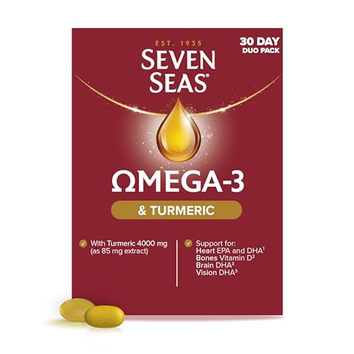 Seven Seas Omega-3 Fish Oil and Turmeric, Omega-3 Plus Vitamin D for Whole Body Healthplus, Duo Pack: 30 Capsules Plus 30 Tablets, 1 Month Supply - BBE 06/2026