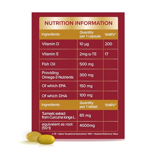 Seven Seas Omega-3 Fish Oil and Turmeric, Omega-3 Plus Vitamin D for Whole Body Healthplus, Duo Pack: 30 Capsules Plus 30 Tablets, 1 Month Supply - BBE 06/2026