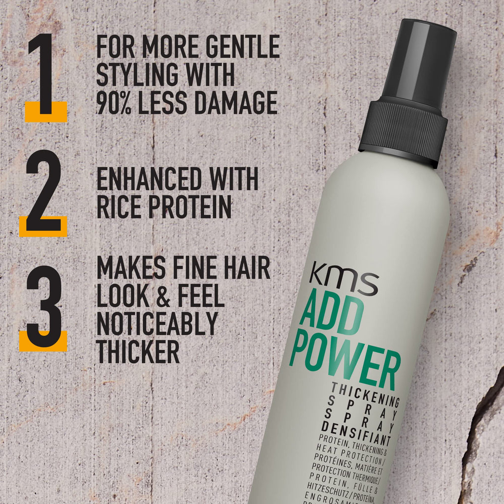 KMS AddPower Thickening Spray for Fine Hair - Instant Thickness & Lift, Heat Protection, Vegan, 200ml - Damaged Box