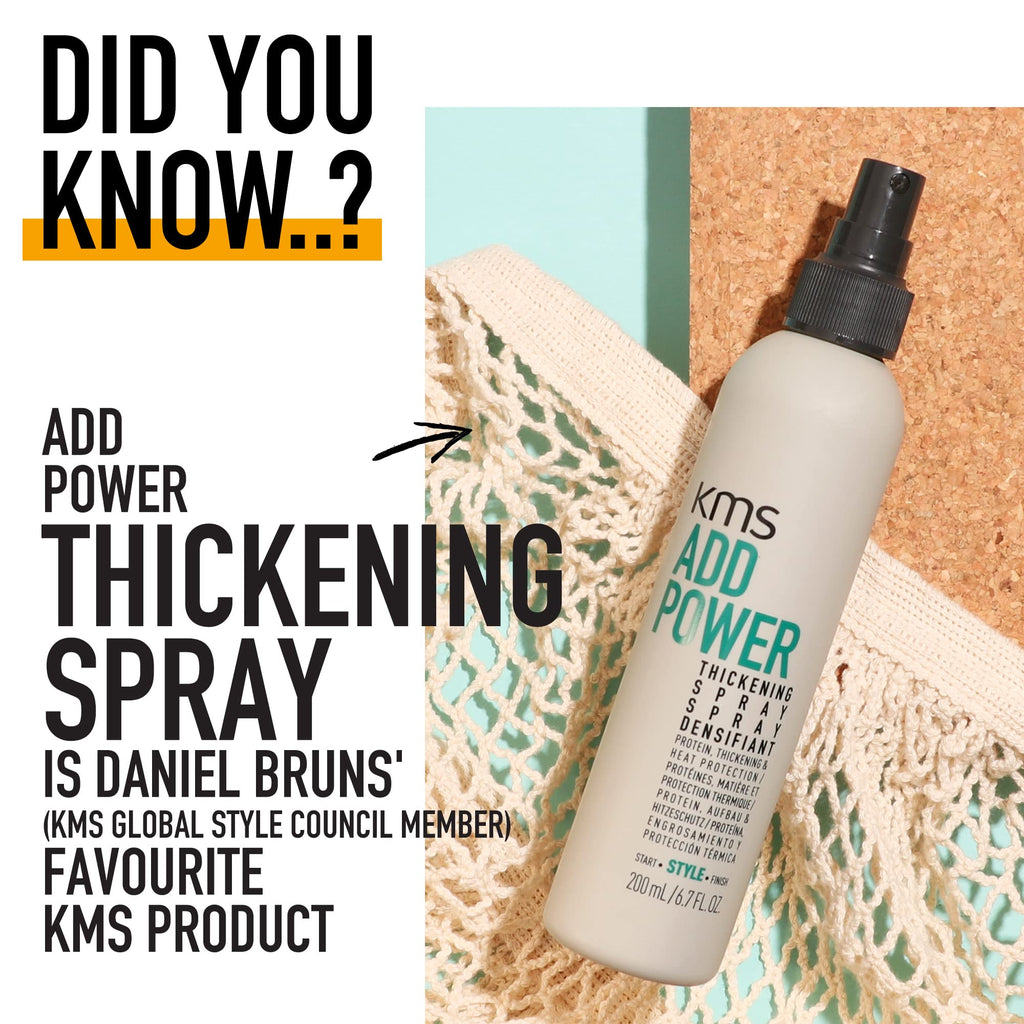 KMS AddPower Thickening Spray for Fine Hair - Instant Thickness & Lift, Heat Protection, Vegan, 200ml - Damaged Box