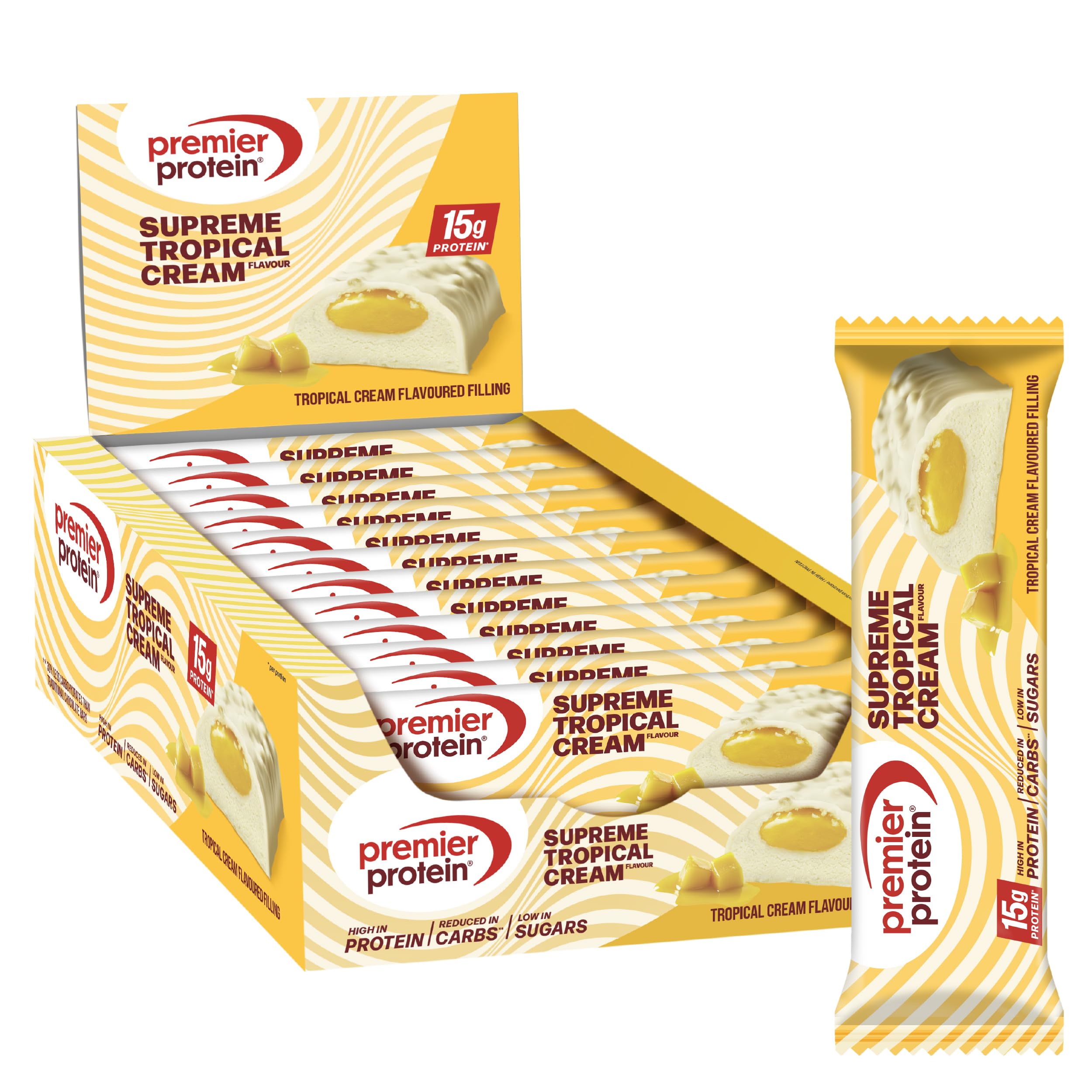 Premier Protein - Soft Crunch Bar 40 percent - Strawberry Yoghurt - 12x40g - Low Sugar - Low Carb - High Protein Bar - Palm Oil Free - Damaged Box - BBE 05/2026