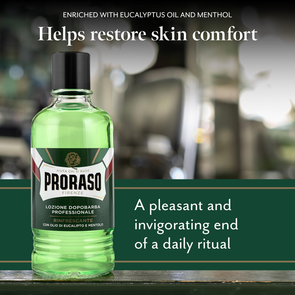 Proraso Professional Aftershave Lotion Refreshing, 400ml, Men's Aftershave with Eucalyptus Oil & Menthol, Helps Restore Skin Comfort, Made in Italy - Damaged Box
