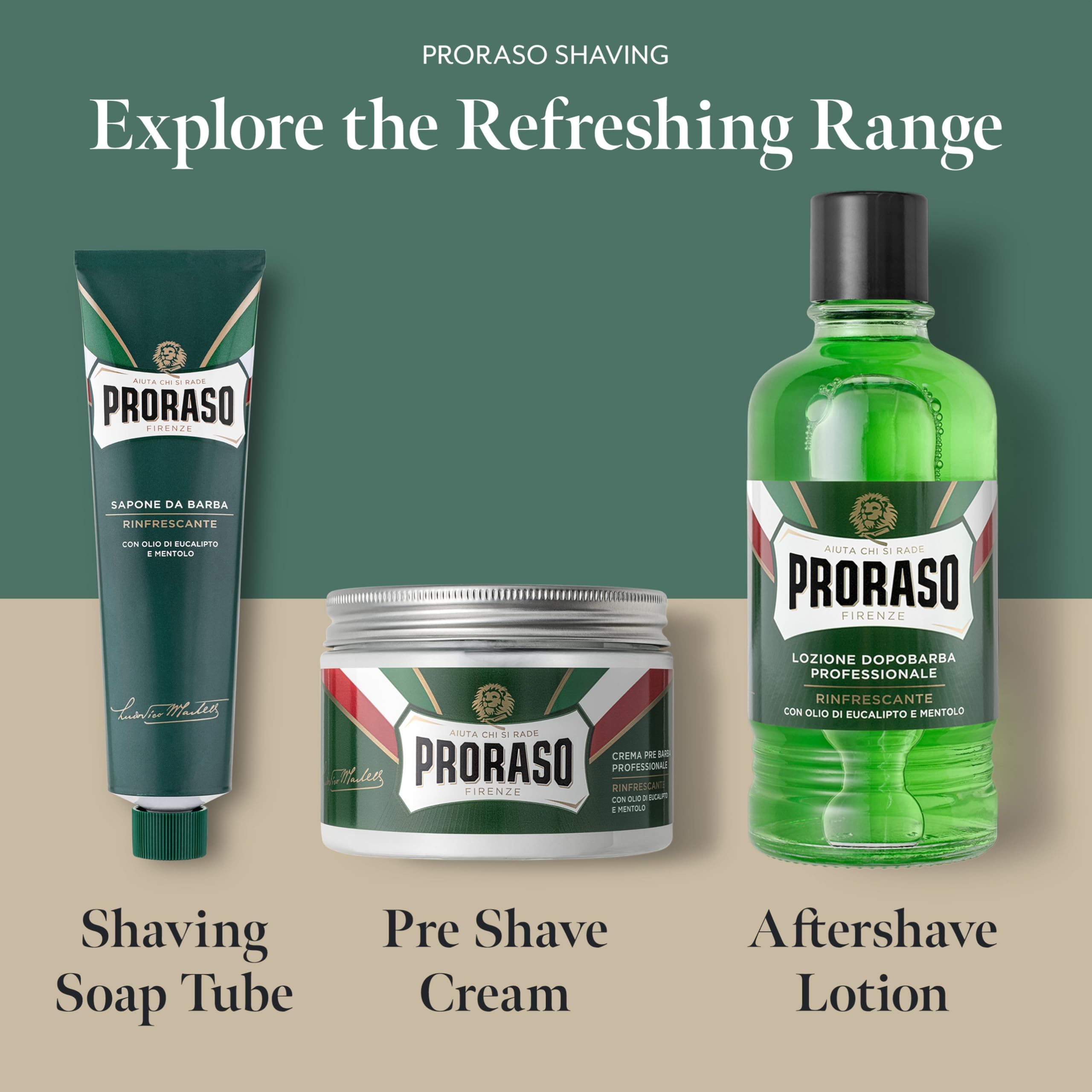 Proraso Professional Aftershave Lotion Refreshing, 400ml, Men's Aftershave with Eucalyptus Oil & Menthol, Helps Restore Skin Comfort, Made in Italy - Damaged Box