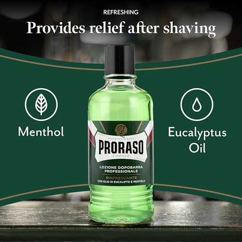 Proraso Professional Aftershave Lotion Refreshing, 400ml, Men's Aftershave with Eucalyptus Oil & Menthol, Helps Restore Skin Comfort, Made in Italy - Damaged Box