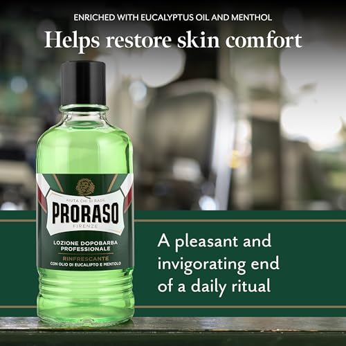 Proraso Professional Aftershave Lotion Refreshing, 400ml, Men's Aftershave with Eucalyptus Oil & Menthol, Helps Restore Skin Comfort, Made in Italy - Damaged Box