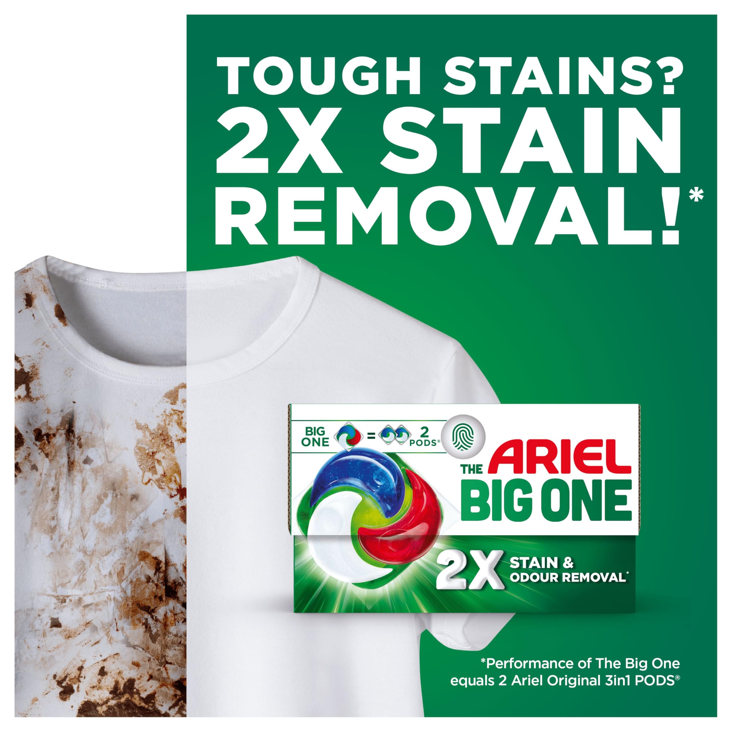 Ariel The Big One PODS Laundry Capsules 69 Washes - Original Scent, 2X Stain & Odour Removal, Cold Wash - Damaged Box