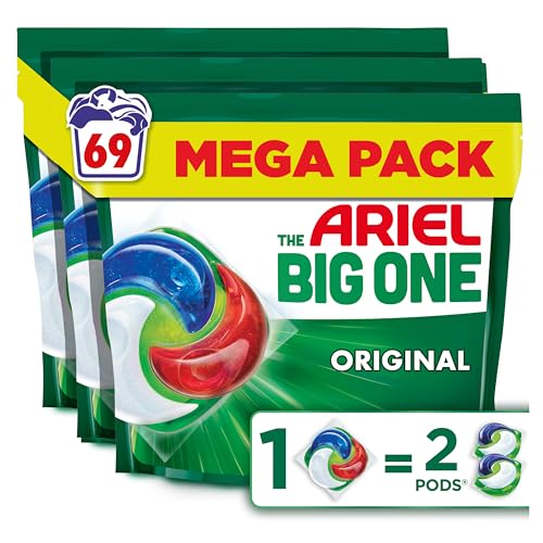 Ariel The Big One PODS Laundry Capsules 69 Washes - Original Scent, 2X Stain & Odour Removal, Cold Wash - Damaged Box