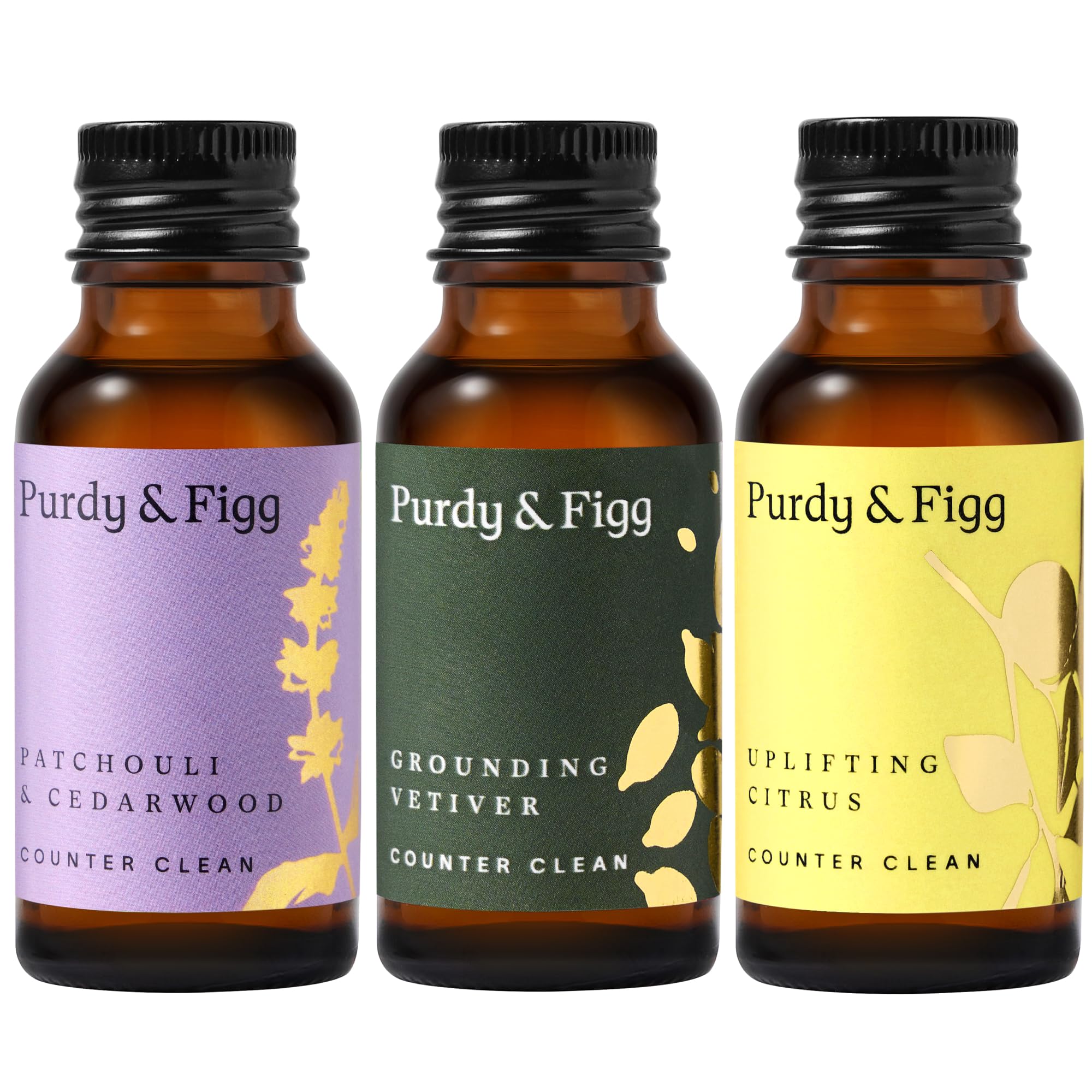 Purdy & Figg | Counter Clean Mixed Refill Kit | All-Purpose Cleaning Spray with Organic Essential Oils | Natural & Non-Toxic | Home & Kitchen Countertops | Citrus/Patchouli & Cedarwood/Vetiver Scents