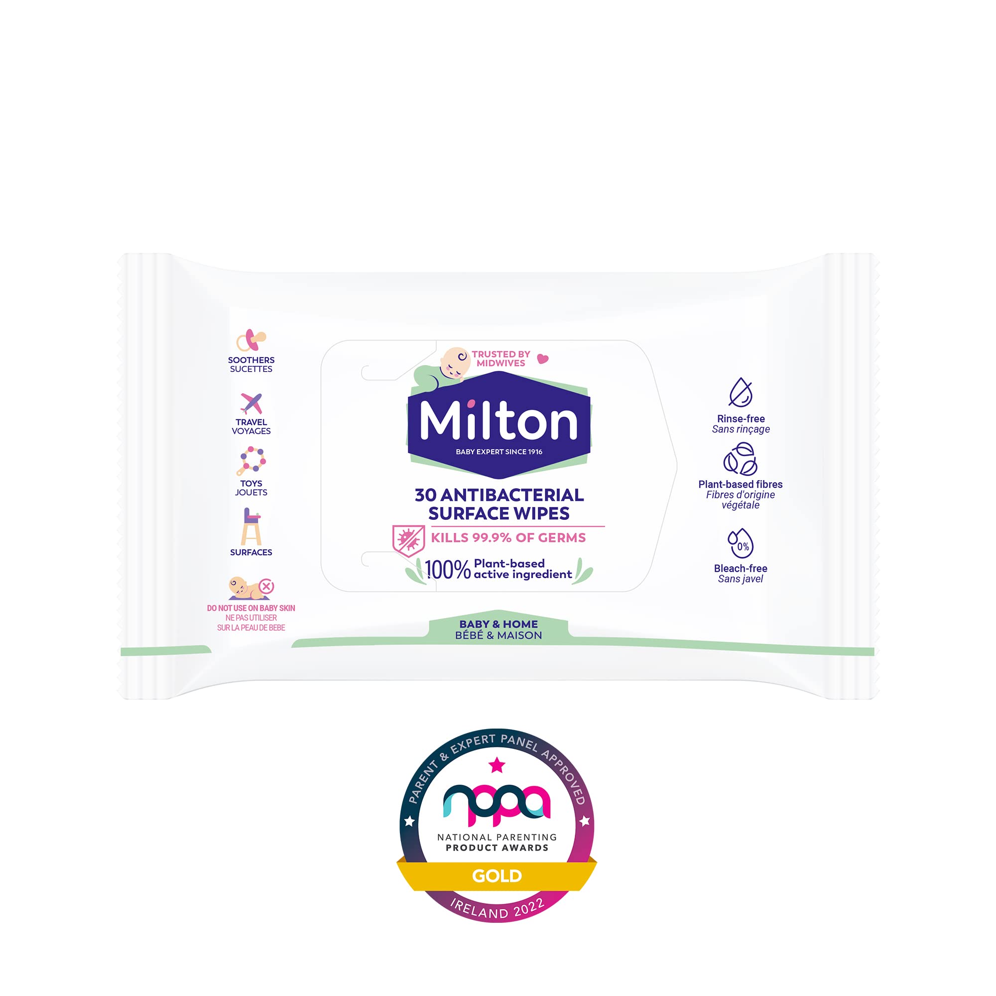Milton Antibacterial Surface Wipes 30 Wipes - 7 packs