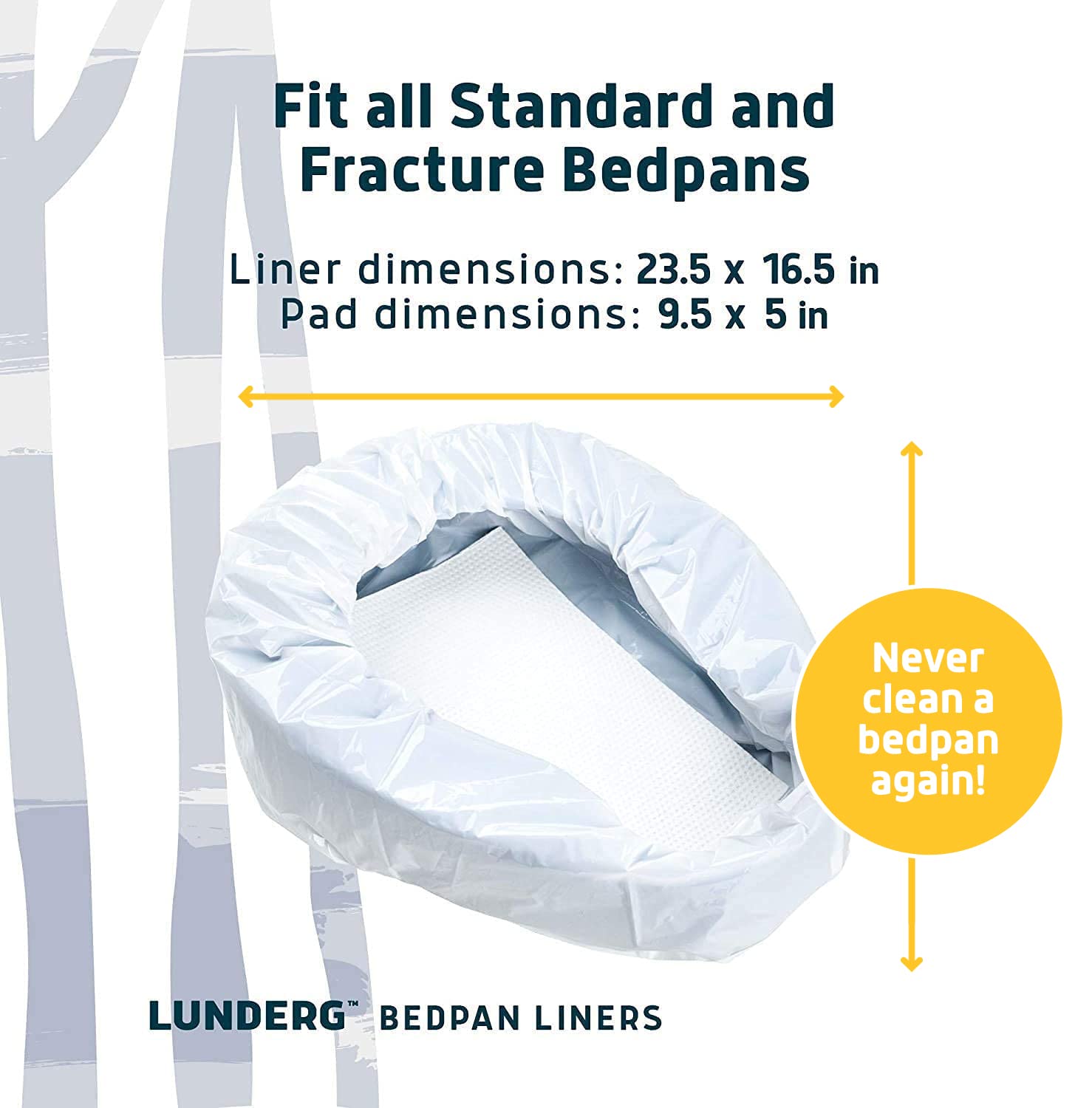 Lunderg Bedpan Liners with Lemon Scented Super Absorbent Pads - Value Pack 30 Count - Medical Grade & Universal Fit - Bed Pans for Females, Elderly Men and Women - Make Life so Much Easier