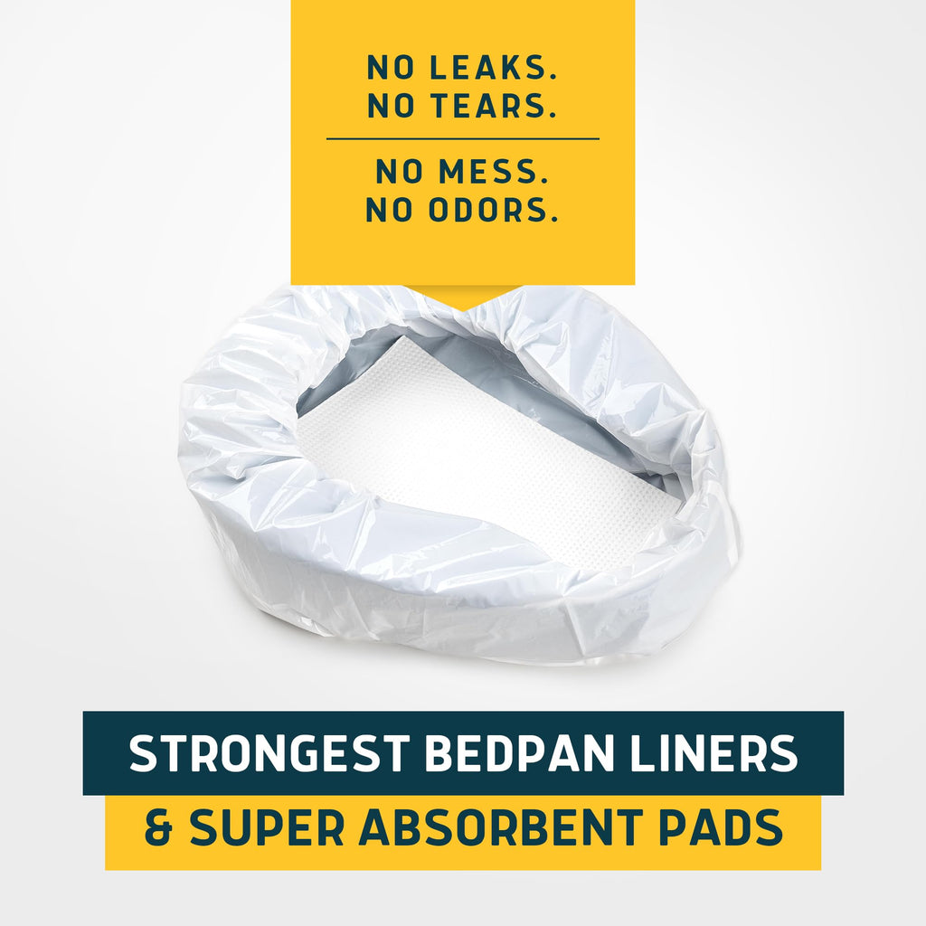 Lunderg Bedpan Liners with Lemon Scented Super Absorbent Pads - Value Pack 30 Count - Medical Grade & Universal Fit - Bed Pans for Females, Elderly Men and Women - Make Life so Much Easier