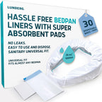 Lunderg Bedpan Liners with Lemon Scented Super Absorbent Pads - Value Pack 30 Count - Medical Grade & Universal Fit - Bed Pans for Females, Elderly Men and Women - Make Life so Much Easier
