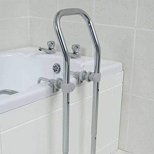NRS Healthcare Height Adjustable Swedish Bath Rail - Chrome Plated Steel Grab Bar for Bathtub Safety & Support - Damaged Box