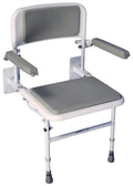 Aidapt Solo Standard Deluxe Shower Seat with Legs & Backrest - Padded Arms, Wall Mounted, Fold Flat, Adjustable, Compact - Like New