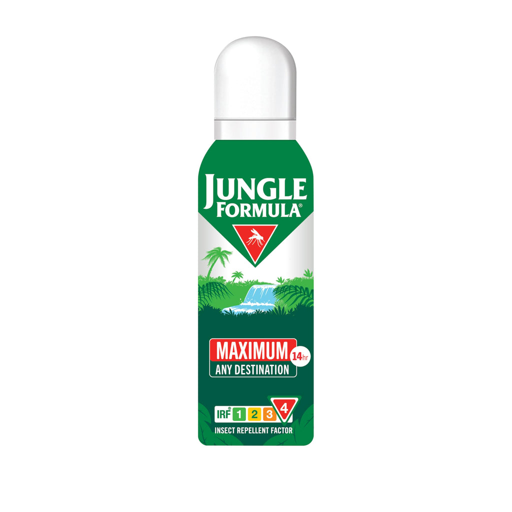 Jungle Formula Maximum Strength Insect Repellent Aerosol Spray (125ml - 50% DEET) - Up to 9 Hour Protection Against Mosquitoes, Ticks & Biting Insects - Mosquito Repellent for Travel & Domestic Use - Damaged Box - BBE 02/2029