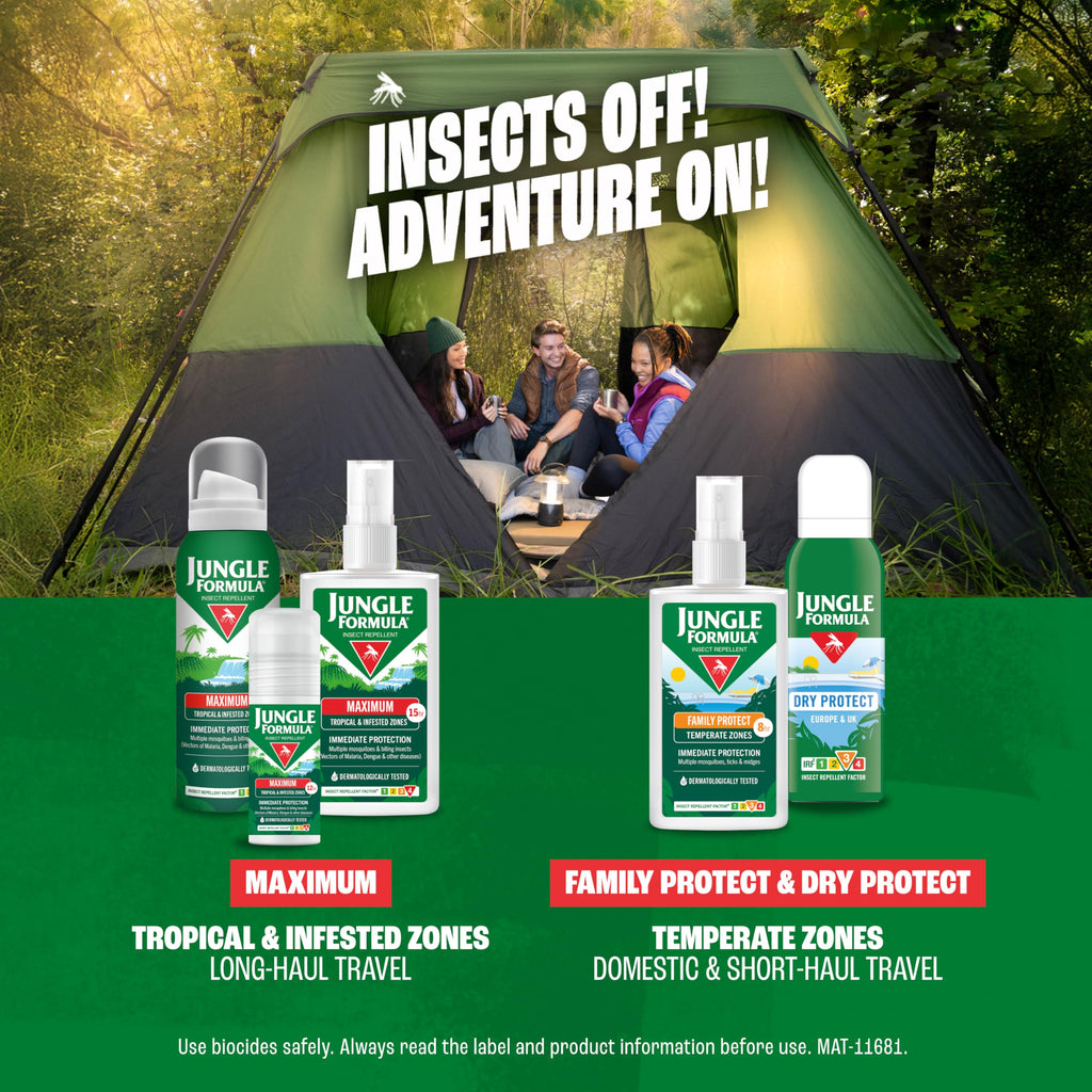 Jungle Formula Maximum Strength Insect Repellent Aerosol Spray (125ml - 50% DEET) - Up to 9 Hour Protection Against Mosquitoes, Ticks & Biting Insects - Mosquito Repellent for Travel & Domestic Use - Damaged Box - BBE 02/2029