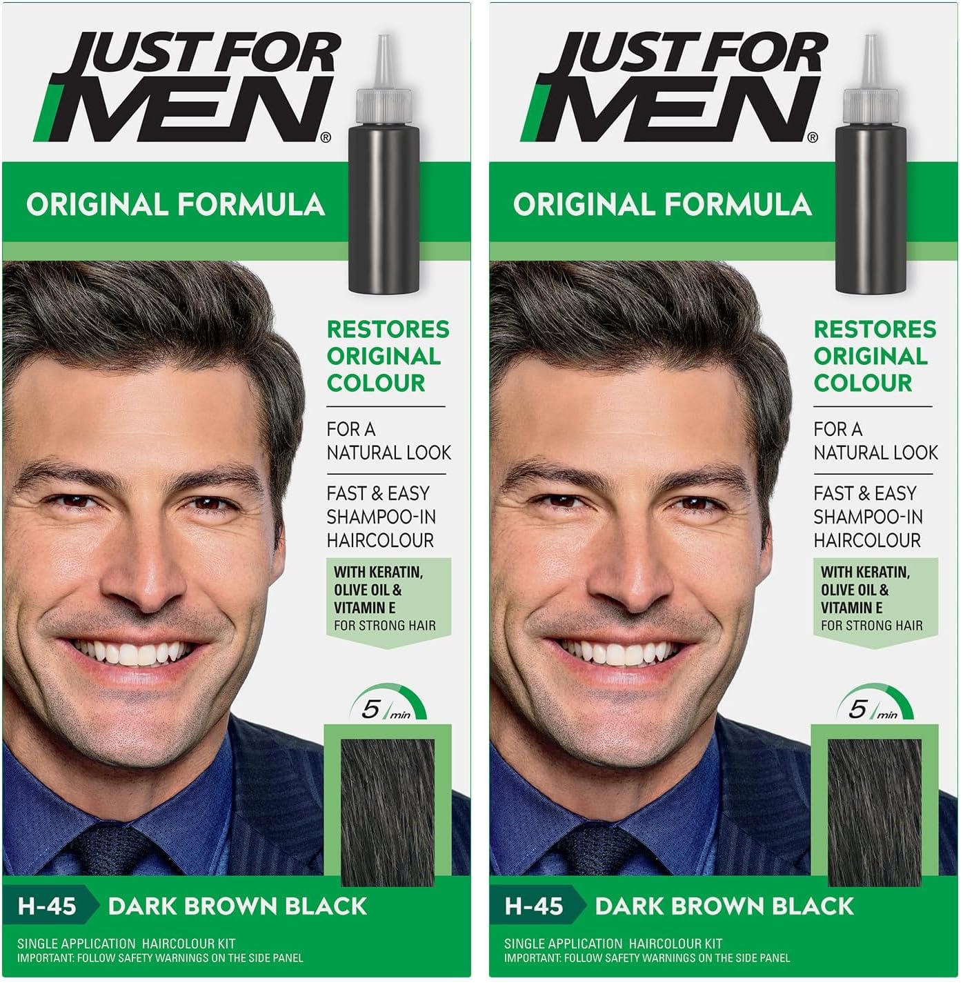 Just for men Original Formula Real Black Hair Dye, Restores Original Colour for a Natural Look H55 - Damaged Box
