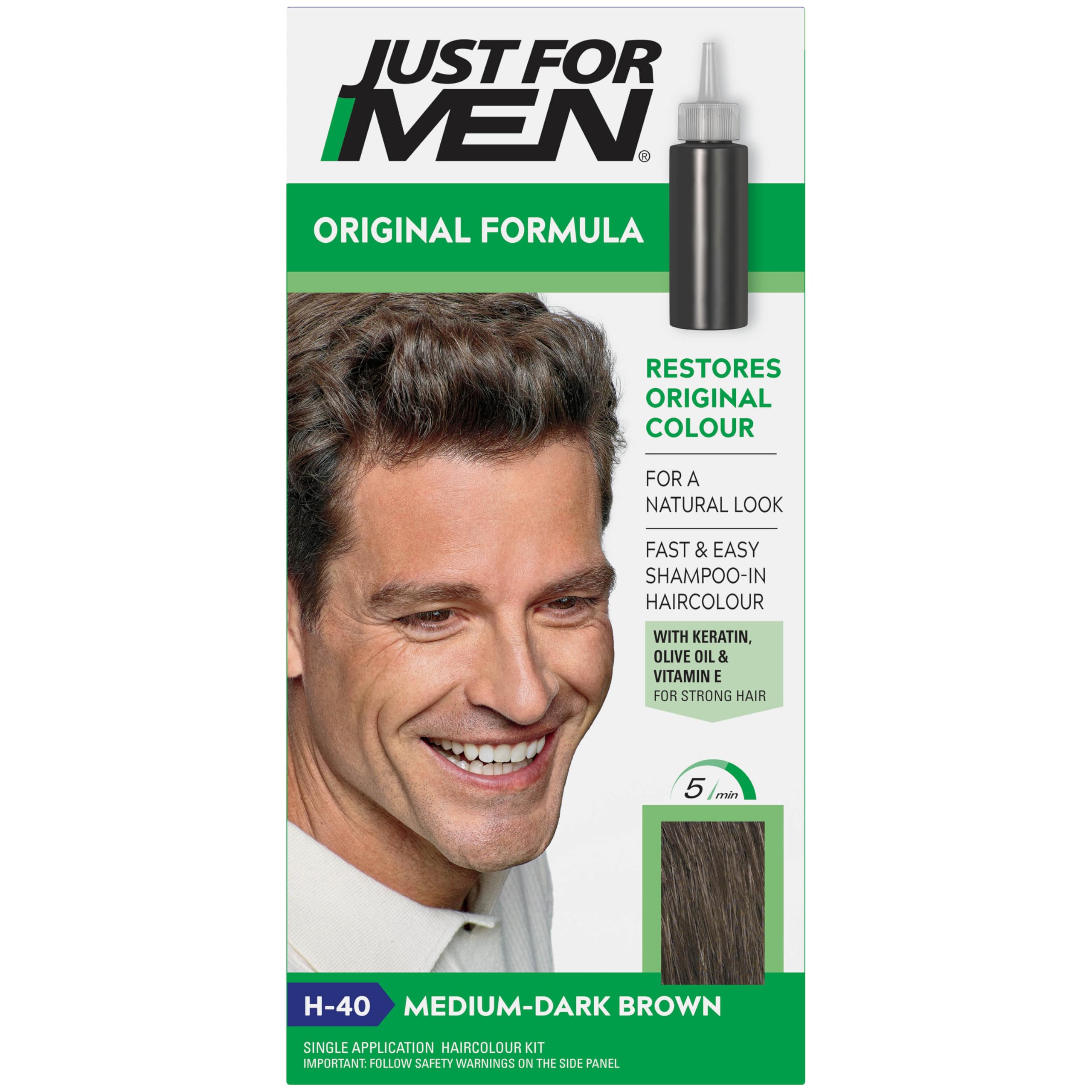 Just for men Original Formula Real Black Hair Dye, Restores Original Colour for a Natural Look H55 - Damaged Box