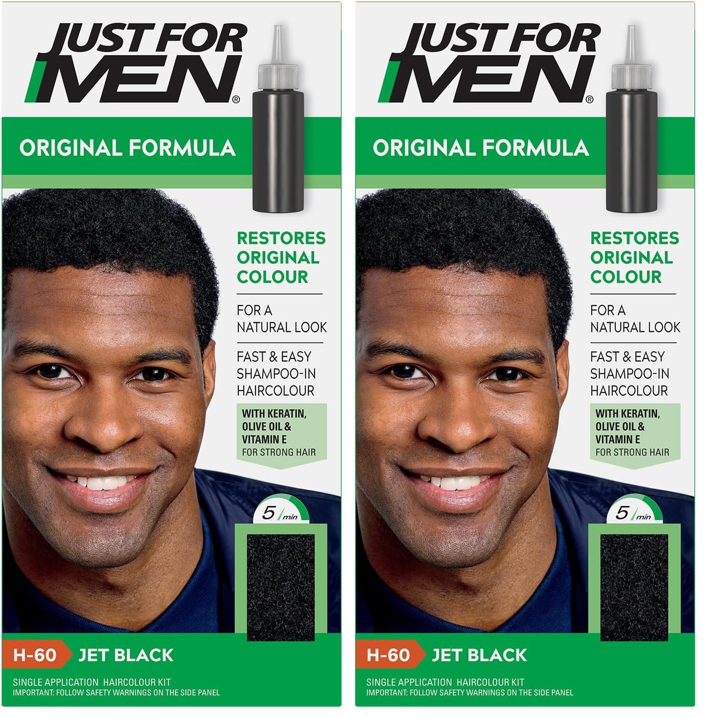 Just for men Original Formula Real Black Hair Dye, Restores Original Colour for a Natural Look H55 - Damaged Box