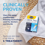 Scholl Complete Care Skin Tag Removal Kit - Safe & Effective Skin Tag Remover - Moisturising Serum Restores Skin's Appearance - Clinically Proven - 12 Treatments Plus Hydrating Serum - Damaged Box - BBE 04/2027