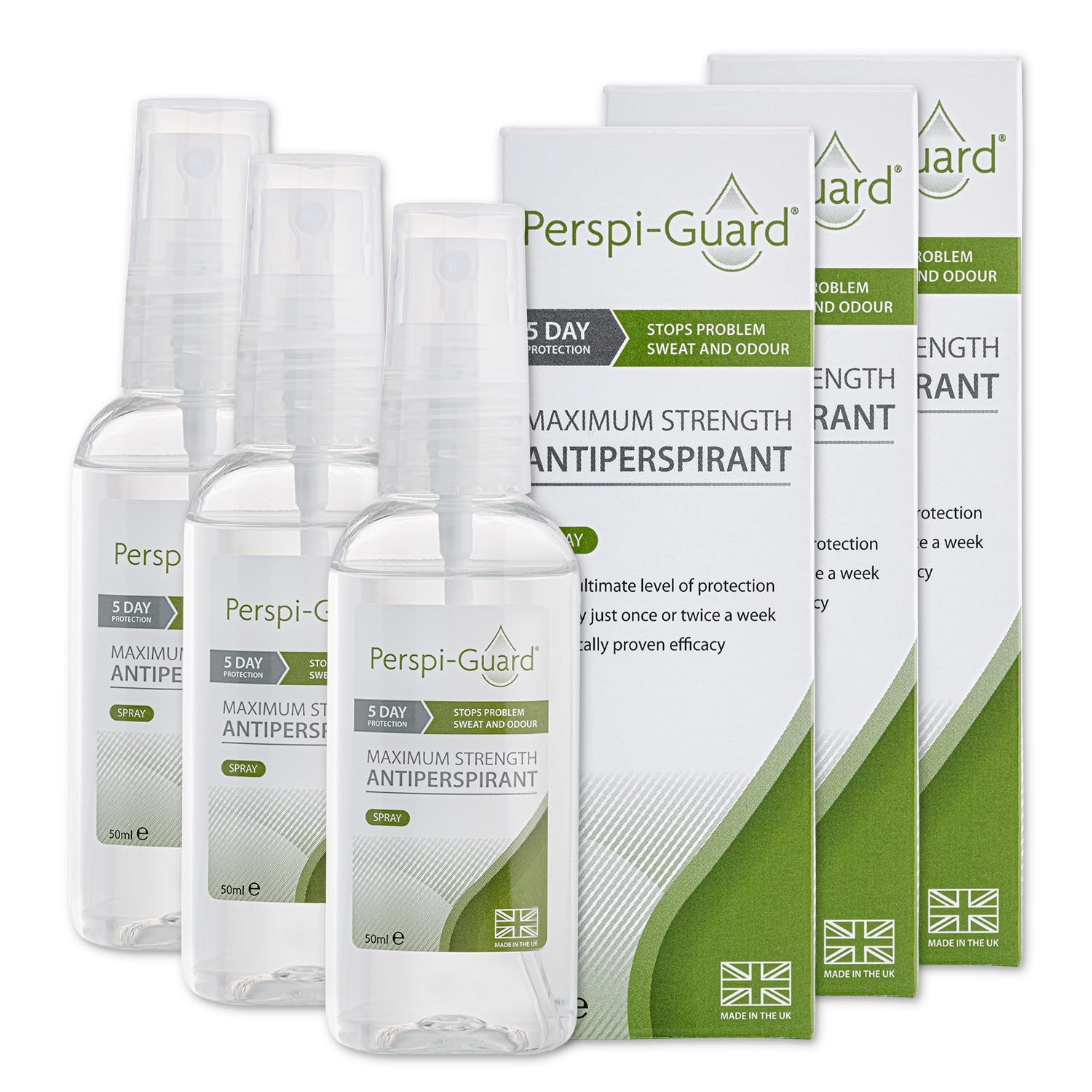 Perspi-Guard Maximum Strength Antiperspirant Spray, Strong Deodorant for Excessive Sweating, Hyperhidrosis Antiperspirant for Men & Women, 50ml, 1pk - Damaged Box - BBE 02/2029