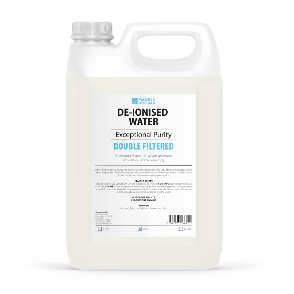 ChemLab - De-Ionised Water | Demineralised, Deionised use with Irons, Steam Cleaner, Car Batteries & Radiators, Cleaning, Aquarium - 5 Litre