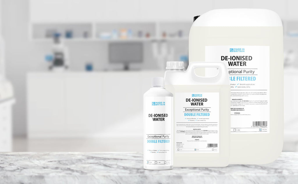 ChemLab - De-Ionised Water | Demineralised, Deionised use with Irons, Steam Cleaner, Car Batteries & Radiators, Cleaning, Aquarium - 5 Litre