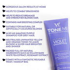 Watermans Tone Me Purple Shampoo 250ml Sulphate Free - For Blonde Bleached and Grey Hair - Comes with Free Make up bag - Damaged Box