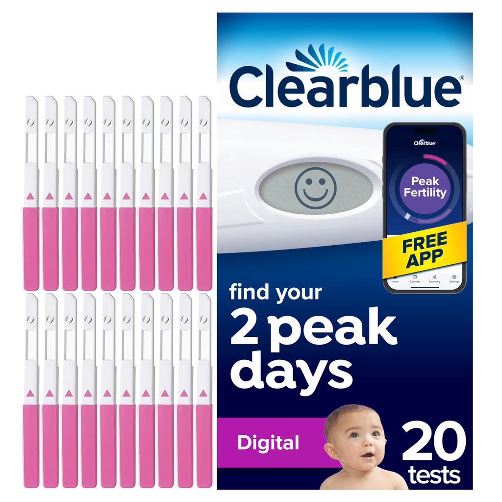 Clearblue 20 Digital Ovulation Tests, Digital Results Vs Visual Ovulation Test Strips, Find Your 2 Peak Days, Get Pregnant Faster, Accurate LH Test, Easy to Use, Free Period Cycle Tracker App - Damaged Box - BBE 03/2028