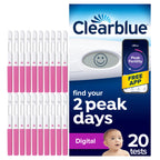 Clearblue 20 Digital Ovulation Tests, Digital Results Vs Visual Ovulation Test Strips, Find Your 2 Peak Days, Get Pregnant Faster, Accurate LH Test, Easy to Use, Free Period Cycle Tracker App - Damaged Box - BBE 03/2028