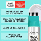 L'Or'eal Paris Magic Retouch Instant Root Spray, Dark Brown 4. Delivers flawless coverage for grey regrowth in 3 sec. 75ml Dark Brown 4 shade provides a quick, easy natural-looking solution for roots. - Damaged Box