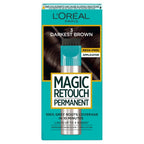 L'Or'eal Paris Magic Retouch Instant Root Spray, Dark Brown 4. Delivers flawless coverage for grey regrowth in 3 sec. 75ml Dark Brown 4 shade provides a quick, easy natural-looking solution for roots. - Damaged Box