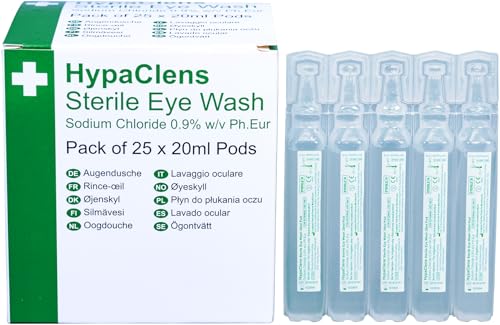 Safety First Aid Group HypaClens Saline Eye Wash Pods, (Pack of 25) - Damaged Box - BBE 12/2030