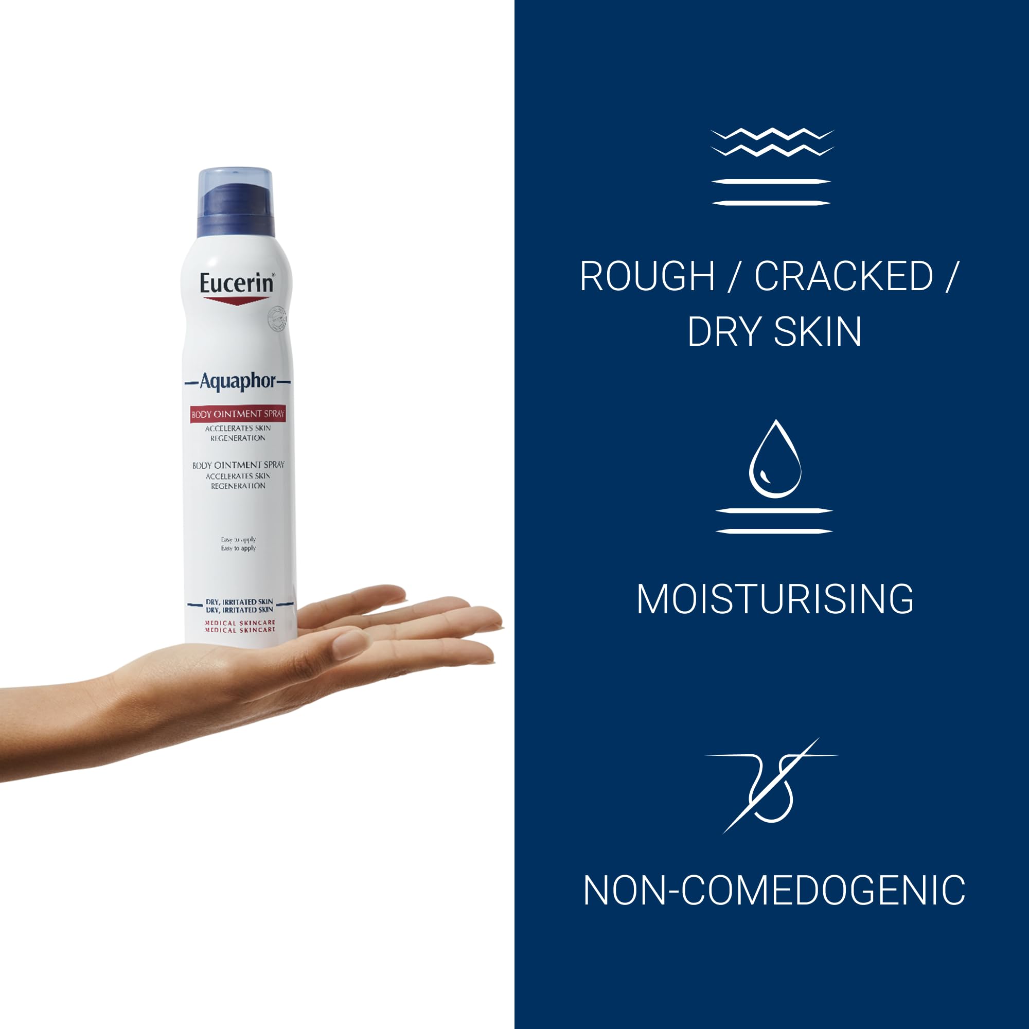 Eucerin Aquaphor Ointment Body Spray 250ml, Intensive Moisturising Spray Body Lotion for Very Dry and Irritated Skin, Fragrance-Free and Non-Comedogenic Formula - Damaged Box