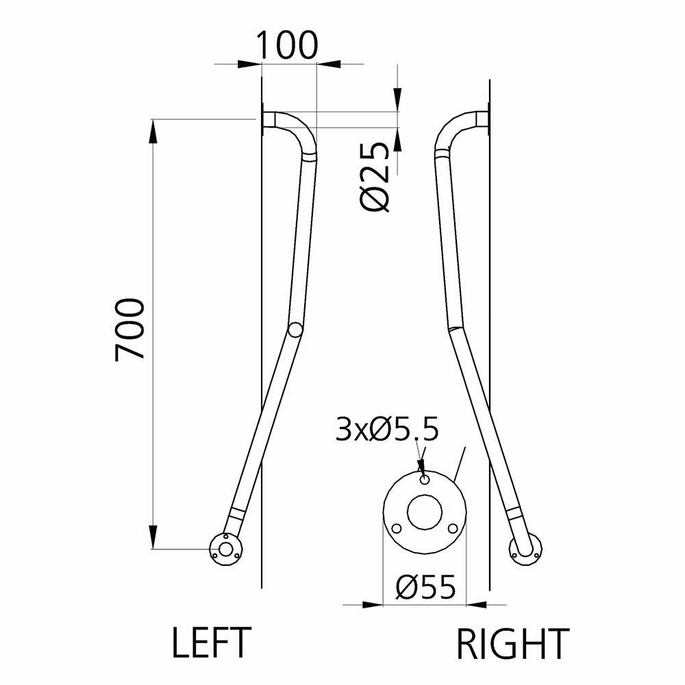 NRS Healthcare Newel Post Grab Rail Right Handed, White - Damaged Box