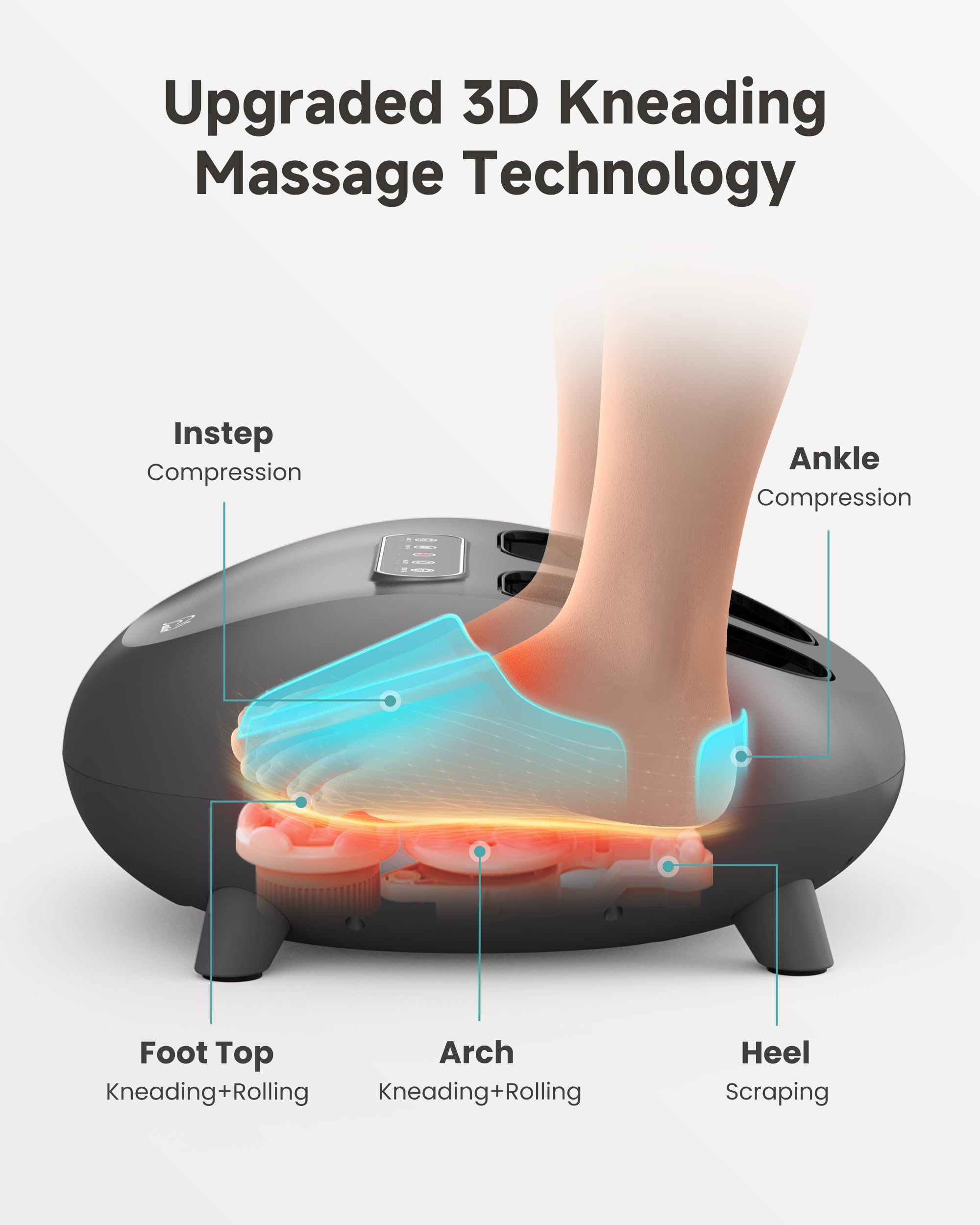 Snailax Foot Massager with Heat, Deep Kneading & Compression Shiatsu Foot Massager, Remote Control, 3 Heating Levels & Mute Setting Fits Size Up to 14" Gifts for Women, Men - Very Good