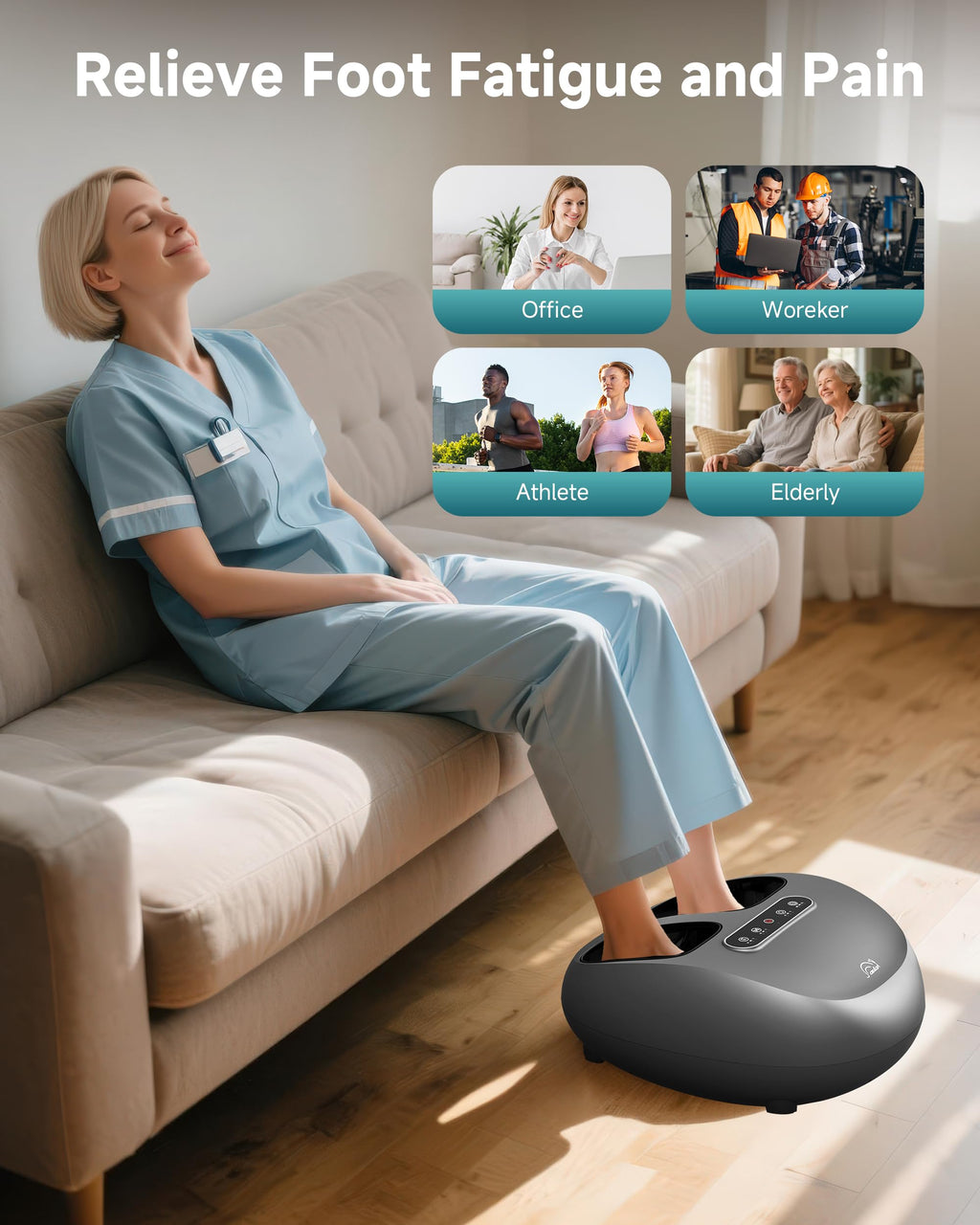 Snailax Foot Massager with Heat, Deep Kneading & Compression Shiatsu Foot Massager, Remote Control, 3 Heating Levels & Mute Setting Fits Size Up to 14" Gifts for Women, Men - Very Good