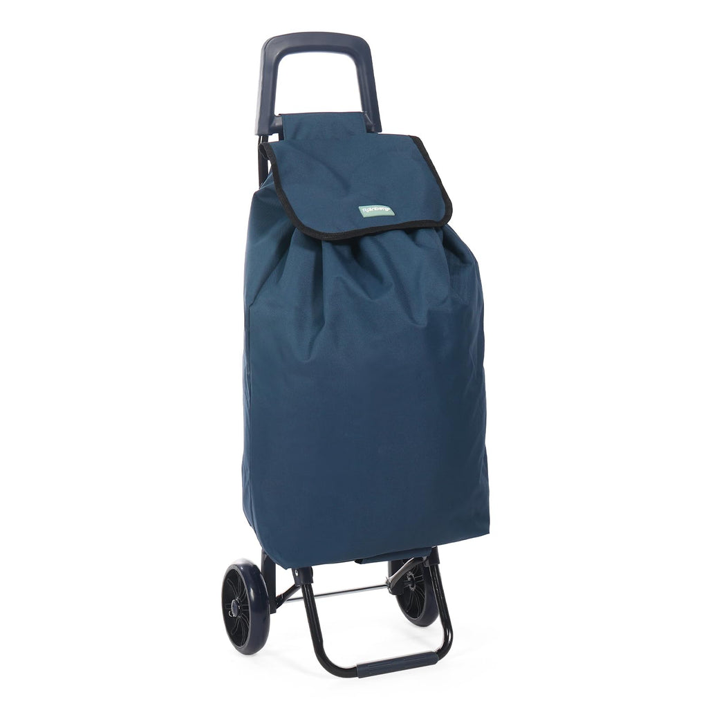 Rainberg 50Ltr Lightweight 2 Wheels Shopping Trolley, Hard Wearing & Foldaway Trendy Folding, Collapsible Push/Pull Carts for Easy Storage (Blue) - Damaged Box