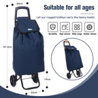 Rainberg 50Ltr Lightweight 2 Wheels Shopping Trolley, Hard Wearing & Foldaway Trendy Folding, Collapsible Push/Pull Carts for Easy Storage (Blue) - Damaged Box